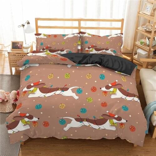 3D Printing Dachshund Bedding Set High Quality Duvet Cover Cartoon Animal Comforter soft Twin Single Full Queen King Bed Linen