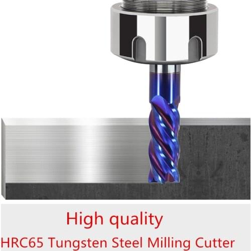 1PC Endmills CNC Milling Tools HRC65 4 Flute 3mm 4mm 5mm 6mm 8mm 10mm 12mm Metal Cutter Milling Cutter Alloy Carbide End Mill