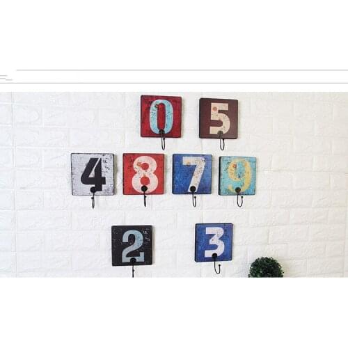 1PC Creative Retro Hooks Dressing Room Clothing Store Digital Key Hook Wall Hanger Walls Wall Decorations ME 019