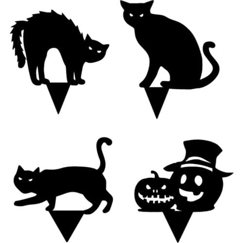 Creative Acrylic Garden Stakes Black Cat Silhouette Art Ornament Halloween Decoration For Garden Courtyard Lawn 정원데코