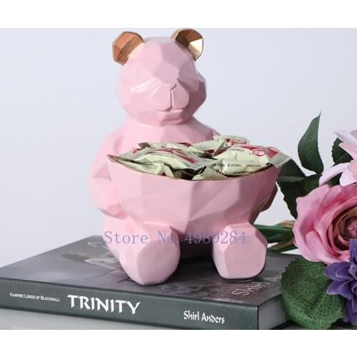 Creative European style Resin geometric Bear Desktop storage organization Candy dish jewelry Home desktop Decorative ornaments
