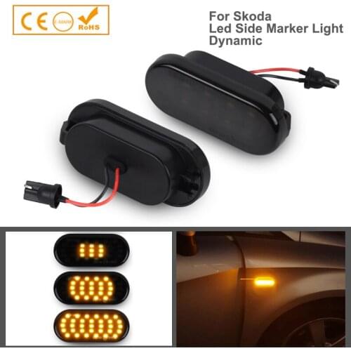 2Pcs Dynamic LED Side Marker Light Front Fender Turn Signal Lamps For Skoda Octavia Felicia Citigo Ford Focus MK2 C-Max Fiesta