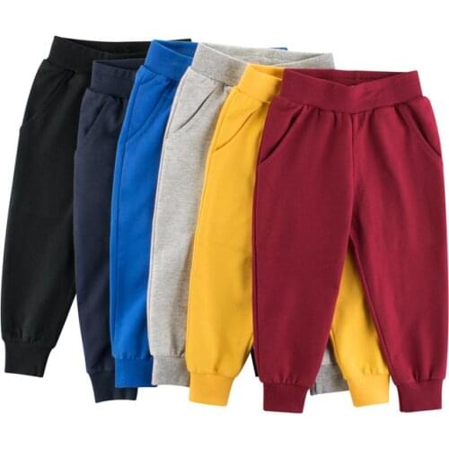 27kids Autumn Boys Sweatpants Girls Leggings Pants Pure Color Breathable For School Excerise Kids Trousers For 2-9 Year