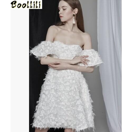 Summer Formal Dresses Evening Gown for Womens White Lace Formal Dress Sexy Strapless Floral Print Temperament Mini Dresses