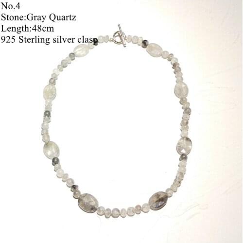 LiiJi Unique Stocksale Gray Color Necklace Amethysts Rose quartzs Prehnites Necklace Only 1PCS each stock Jewelry for Women
