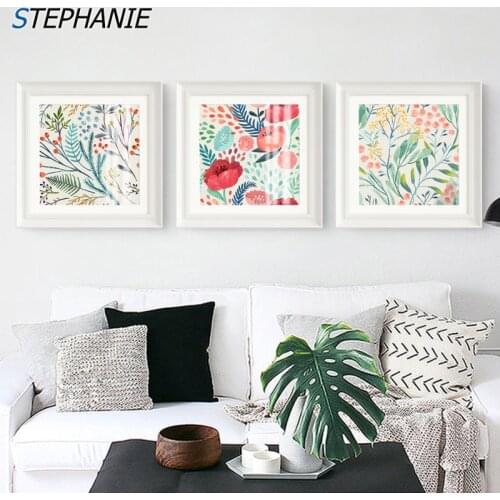 Nordic Small Pure and Fresh Flowers Canvas Poster Green Plant Leaf Art Print Minimalist Painting Nordic Picture for Living Room