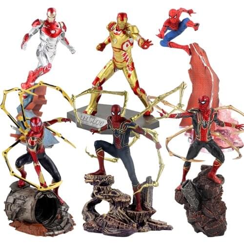 19-27cm Marvel Avengers Infinity War Iron Spider Man Homecoming Spiderman Ironman Mark XLVII XLII PVC Collection Figure Toy