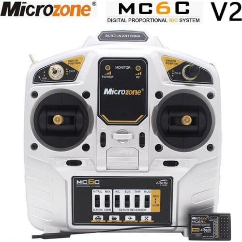 MicroZone MC6C V2 2.4G 6CH MC6RE Controller Transmitter Receiver Radio System for RC Aairplane Drone Multirotor Helicopter Car