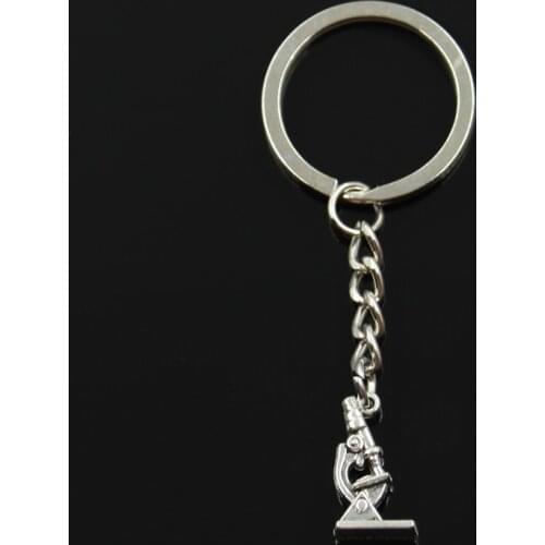 Fashion 30mm Key Ring Metal Key Chain Keychain Jewelry Antique Silver Color Plated Microscope Instrument 21x11x8mm Pendant