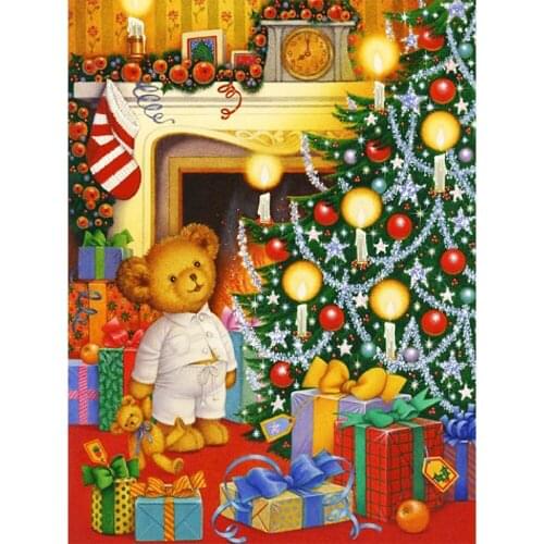 MomoArt Diamond Embroidery Bear 5D DIY Diamond Painting Tree Cartoon Cross Stitch Mosaic Christmas Decor Gift