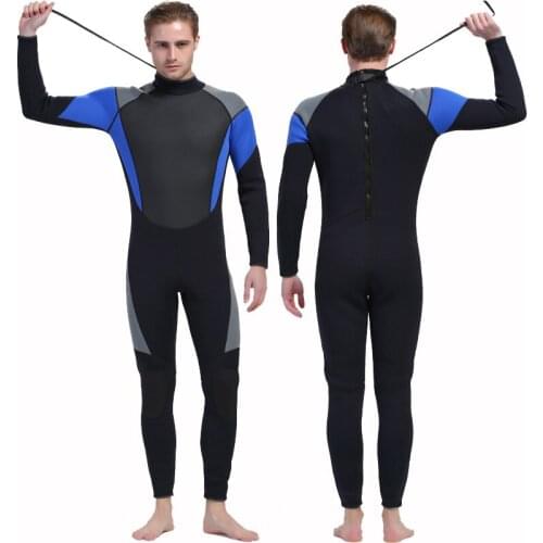 Mens 3mm Neoprene Wetsuit Adult Youth Reactor Back Zip Full Wetsuit for Snorkeling, Scuba Diving, Surfing Black/Blue