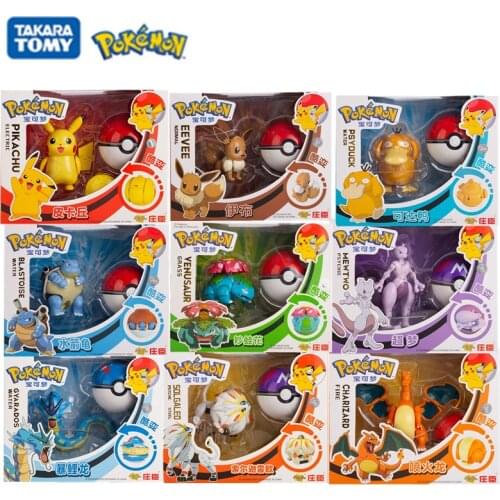 Genuine Pokemon Box Toy Set Pocket Monster Pokeball Deformation Pikachu Eevee Psyduck Pet Anime Figure Model Kids Birthday Gifts