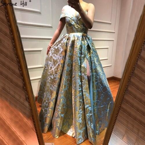 Newest Designer Embroidery Long Dress Evening 2021 Sexy Off Shoulder Fashion Evening Gowns Serene Hill LA6525