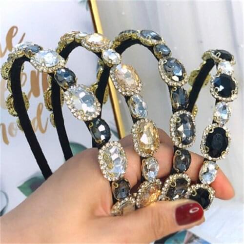 New Exquisite Color Baroque Rhinestone Ladies Headband Retro Crystal Shiny Hair Accessories
