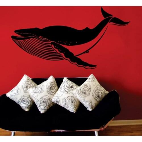 Huge sturgeon Whale Wall Sticker Living Room Wall Decals Deep Sea Vinyl Stickers Silhouette Removable Mural Home Decor S-122