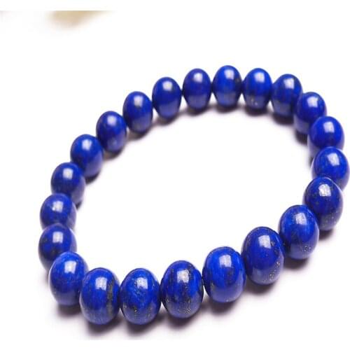 Wholesale Genuine Natural Blue Lapis Lazuli Stone Bracelets For Women Lady Stretch Charm Round Bead Bracelet 9mm