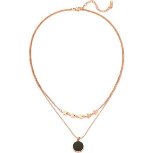 316L Stainless Steel 2 Layer Stars Round Drape Charms Beaded Clavicle Chain Necklace For Women Fashion Fine Jewelry Party Gift