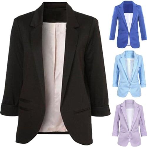 Chic Double-breasted Women Jackets Notched-neck Women Blazer Jacket Female Outerwear Elegant Ladies Coat 2019 Autumn