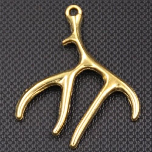 6pcs Antique gold reindeer horn fashion alloy pendants for necklaces bracelets DIY handmade charm jewelry makings A455