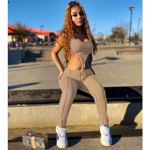 Casual Knitted Rib Solid Sexy Two Piece Sets Women Irregular Crop Top Stacked Pants High Waist Pants Sports Streetwear Outfit