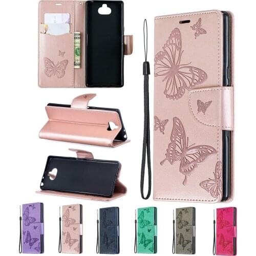 Luxury PU Leather Flip Case For Sony Xperia 10 8 5 3D Butterfly Phone Coque For Sony Xperia 10 8 5 Wallet Funda Case