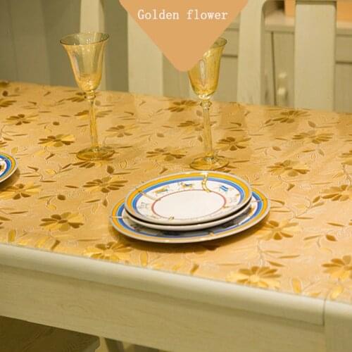 HAZY PVC Tablecloth Waterproof Gold Pattern Table Cloths Rectangle Table Cover Coffee Table Mat Protector Desk Pad for Kitchen