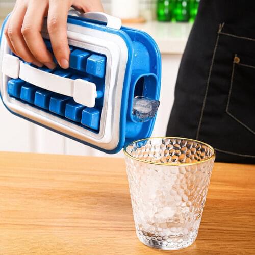 Silica Gel Ice Cube Tray Grid Mold Kettle 36 Cells Folding Wiskey Ice Ball Maker Box Refrigerator Ice Block Bag Beverage Can