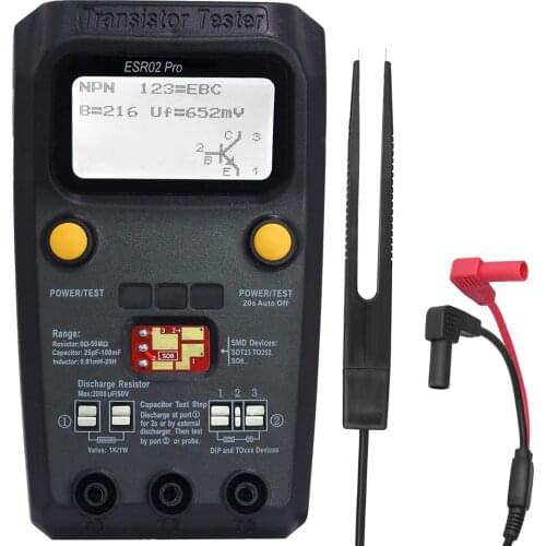 Transistor Tester ESR LCR Meter Automatic Identify Mosfet Capacitor Resistor Tester Inductance Checker with Tweezers