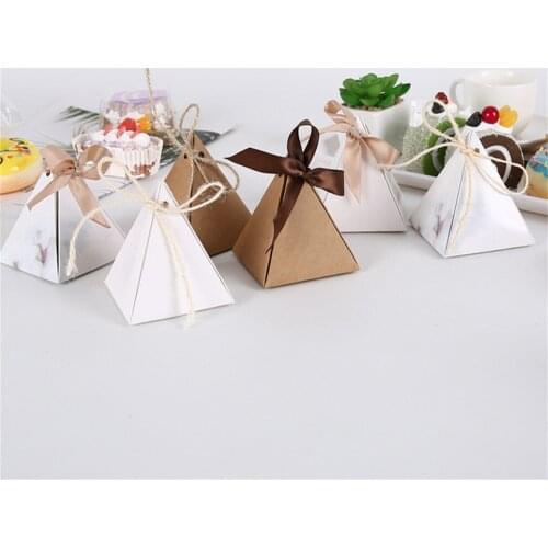 Triangular Pyramid Marble Candy Box Wedding Favors And Gifts Boxes Chocolate Box For Guests Giveaways Boxes Party Supplies