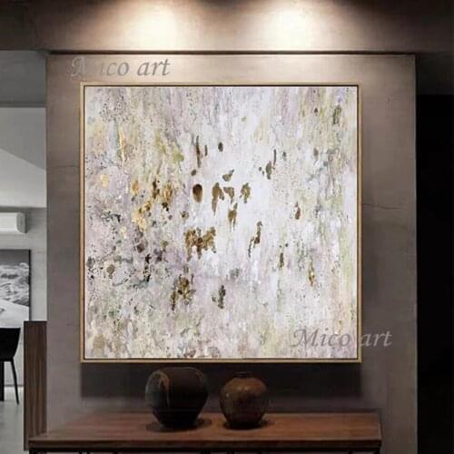 High Quality 100% Hand Painted Abstract Gold Foil Artwork Oil Painting Canvas Wall Art Show Pieces For Bedroom Wall Decoration