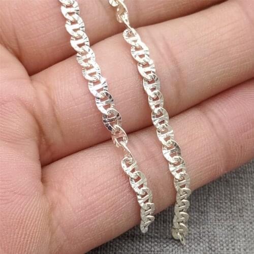 925 Sterling Silver Unfinished Marine Anchor Chain for Necklace Bracelet 3.28ft