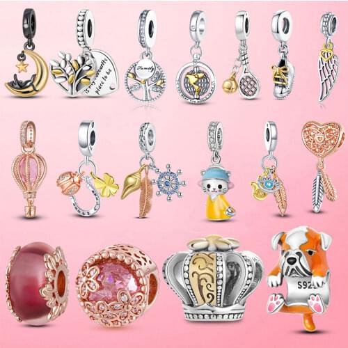 Hot Sale 925 Sterling Silver Tennis Ball Heart Family Tree Dangle Charm Beads Fit Original Pandora Bracelets Fine Jewelry Gift