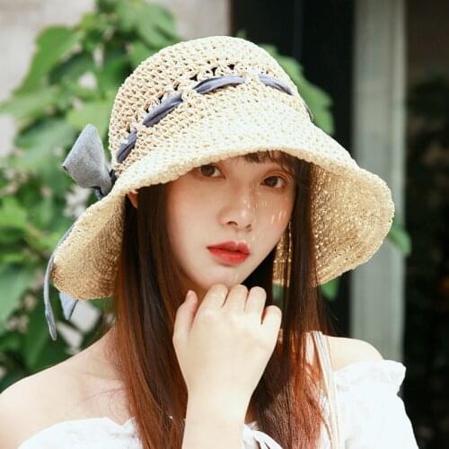 Big Bow Wide Brim Sun hats for Women Holiday Beach Summer Sun Hat Unisex Cap Hand Made Starw Hat Soft Female Beach hat