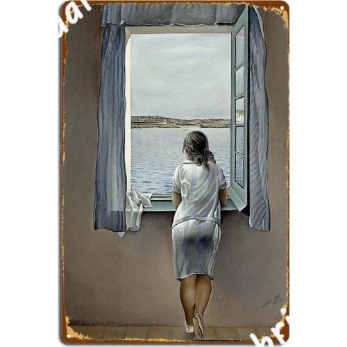 Woman In The Window Vintage 1925 Dali Poster Metal Plaque Pub Party Wall Plaque Printing Tin Sign Poster