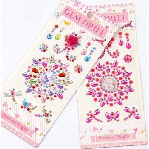 1 Sheets Acrylic Rhinestone Sticker Cartoon Decorative DIY Scrapbooking Resin Flower Drops Bullet Journal Supplies Stationery