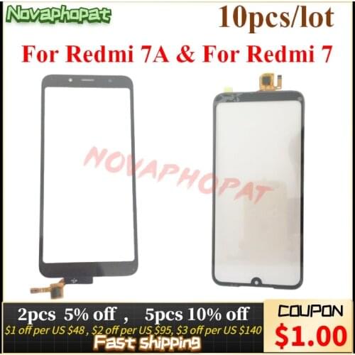 Novaphopat Black Touch Screen Digitizer Glass Lens For Xiaomi Redmi 7 7A Digitizer Sensor Screen 10pcs/lot
