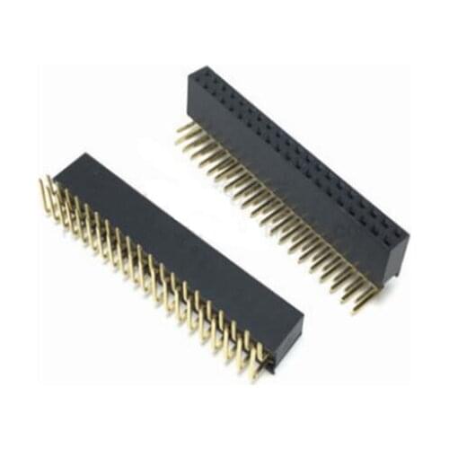 5PCS Pitch 2.54mm 2x20Pin 40 Pin Female Double Row Right Angle Straight Header Strip Connector Socket