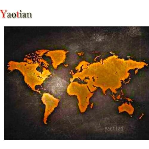 5D Diamond Painting Diy Diamond Mosaic Embroidery World Map Golden Art Full Drill Cross Stitch Kit Square Round Home Decoration