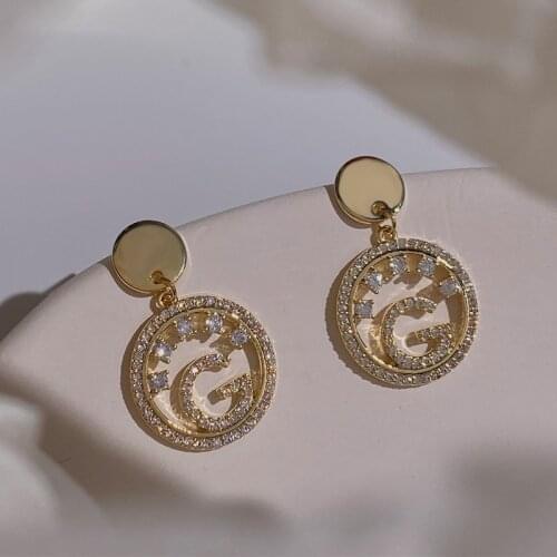 Badu Luxury Alphabet Zircon Stud Metal GG Earrings S925 Hypoallergenic Fashion Jewelry Wedding Anniversary Ladies Precious Gift