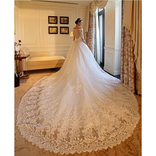 Vestido de noiva Ball Gown 3/4 Sleeves Wedding Dress Royal Tail Luxury Wedding Dresses Bridal Gowns robe de mariage