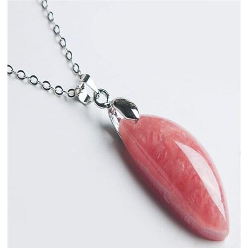 Free Shipping Just One Women Female Necklace Charm Genuine Red Ice Rhodochrosite Bead Natural Stone Pendant 30*14*8mm