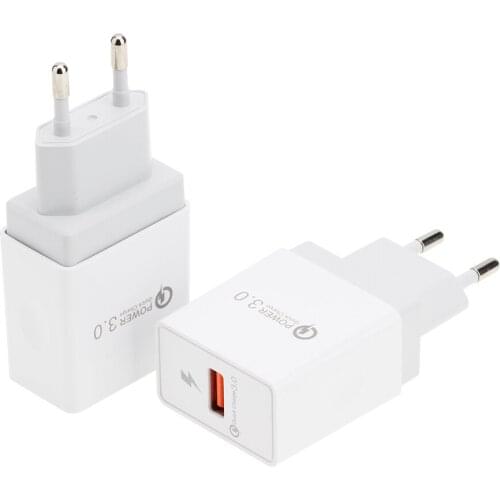 Quick Charge QC 3.0 USB EU Charger Universal Mobile Phone Charger Wall Fast Charging Adapter For iPhone Samsung Xiaomi 100PCS