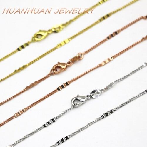 High Quality Gold-Color Rope Chain 1mm Stainless Steel Necklace For Women Men Fashion Choker Jewelry Diy Gift 18inch B3367