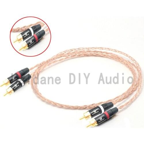 Hifi Bold Version 8CU Single Crystal Copper RCA To RCA Audio Cable 2RCA Interconnect cable OFC cable