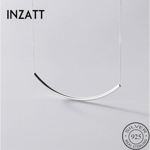 INZATT Real 925 Sterling Silver Geometric Elbow Choker Necklace For Fashion Women Party Minimalist Fine Jewelry Punk Accessories