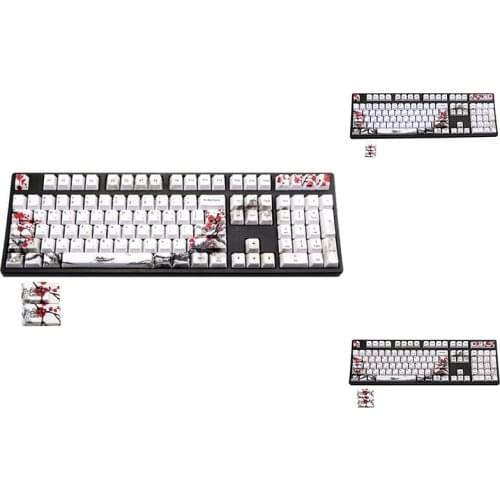110 Keys PBT Keycap Dye-Sublimation Plum Blossom Cherry Profile Key Cap DIY Mechanical Keyboard Keycap Set