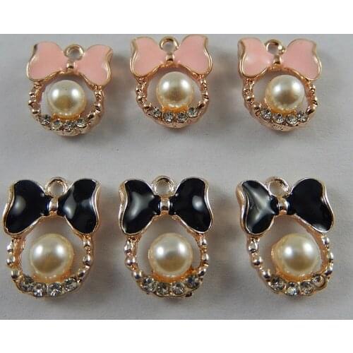 10pcs Round white Pearl charms For Earrings Beads Jewelry Making craft Bow Pearls Necklaces & Pendants Women Fine Jewelry Making