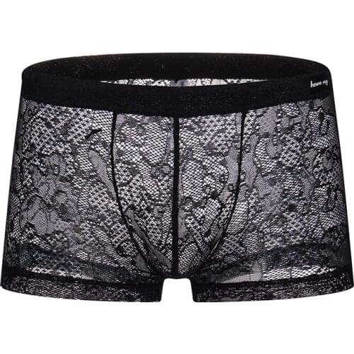 Lomonling Mens Sexy Underwear Mens Comfortable and Breathable Multi-color Low-waist Underwear Color Sexy Lace Shorts