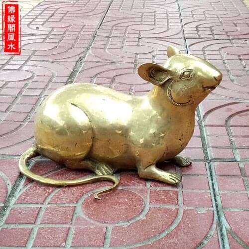 A copper replica mouse twelve zodiac lucky money in Home Furnishing copper in Feng Shui jewelry display mouse