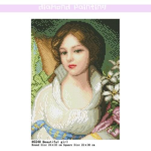 Beautiful Girl Square & Round 5D DIY Diamond Complete Mosaic Painting Kit Diamonds Cross Stitch Embroidery Full Drill Home Decor